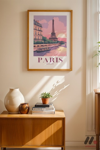 Paris Seyahat Posteri, Ahşap Çerçeveli Duvar Tablosu - Seyahat Severlere Hediye
