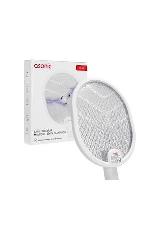 Asonic As-a26 1200mah 3000v Çıkış Uv Işıklı Şarjli Katlanabilir Askılı Raket Sinek Öldürücü