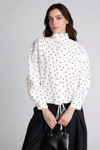 Defacto Regular Fıt Puantiye Poplin Uzun Kollu Tunik H0675ax26spwt32 Beyaz-wt32