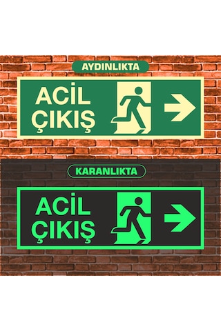 10x30 Fosforlu Acil Çıkış Uyarı İkaz Tabelası