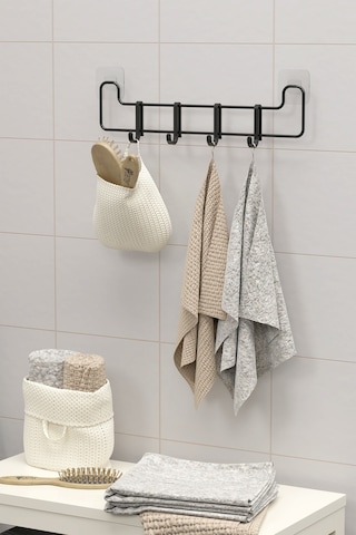 Zabata Yapışkanlı Banyo Askısı Siyah Metal Askılık Duvar Askı Organizer Banyo Düzenleyici Siyah
