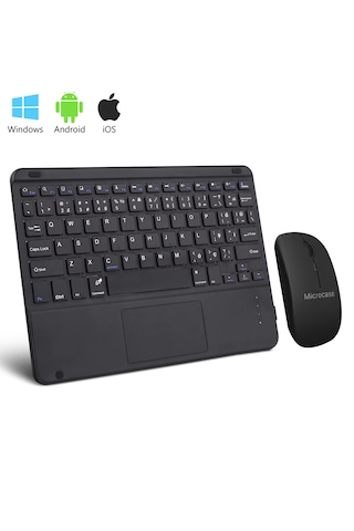 Microcase Tablet Ve Telefonlar İçin Bluetooth Touchpad Klavye Ve Mouse Set Siyah- Al5397 Siyah