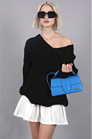 Madmext Siyah Oversize V Yaka Triko Kazak Mg1440 Siyah