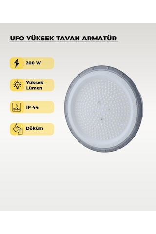 Yüksek Tavan Ufo Armatür 200w - 4000k Günışığı Gri