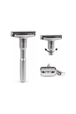 Valkyrie Metal Ayarlanabilir Manuel Geleneksel Tıraş Aleti Makinası 5 Jilet 6 Kademe Gümüş