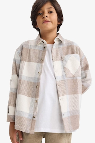 Defacto Erkek Çocuk Overshirt Fit Polo Yaka Ekose Desenli Flanel Uzun Kollu Gömlek G4505a825cwbg268 Bej-bg268