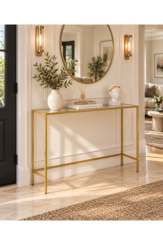 Teknor Gold Metal Şeffaf Camlı Modern Dresuar 80cm
