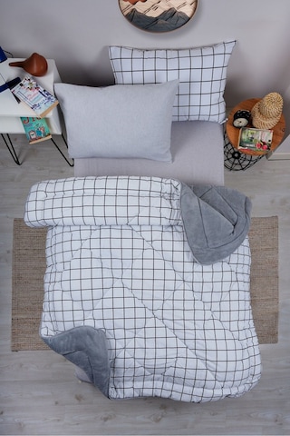 Marla Home Line Desenli Tek Kişilik Çift Taraflı Wellsoft Uyku Seti - Beyaz - 155x215