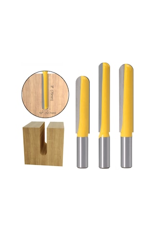 Shineyee Ahşap İşleme Uçları Seti: Uzun Konik Tabanlı Freze, Oyma Ve Kenar Düzeltici Aletler 3'lü Paket, 12mm Saplı