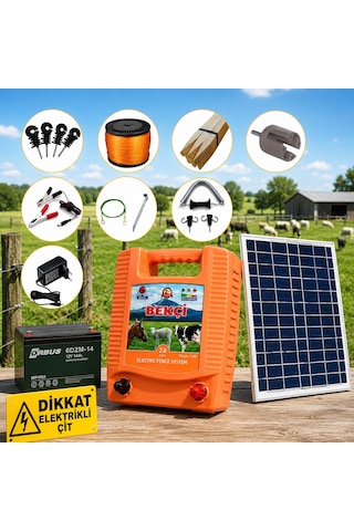Bekçi 2.0j 5000m2 Güneş Enerjili - Sensörlü Elektrikli Çit Sistemi Ahşap Kazık Dahil