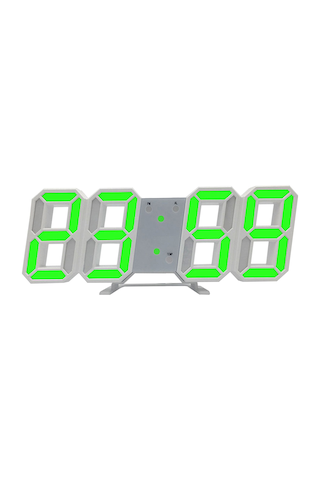 Monyee Beyaz Vücut Yeşil Işık 3d Dijital Duvar/sandık Saati - Led Ekranlı, Sıcaklık Gösteren, İki Seviye Parlaklık Ayarlanabilir Zamanlayıcı Çok Renkli