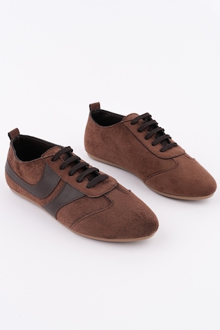 Muggo Vibe Bağcıklı Günlük Kadın Sneaker Spor Ayakkabı Kahverengi
