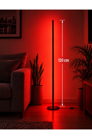 Led Lambader 150 Cm Rgb Mix Kumandalı Renk Geçişli 16 Renk Ambiyans Köşe Aydınlatma Siyah