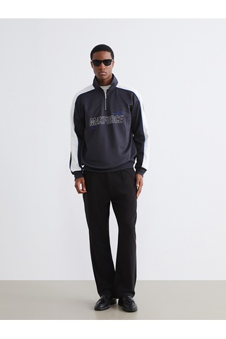 Lc Waikiki Lc Waıkıkı Antrasit Dik Yaka Baskılı Erkek Sweatshirt
