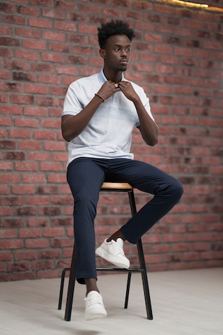 Advante Regular Fit Likralı Çizgili Polo Yaka T-shirt Mavi