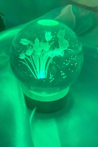 3d Led Işık Cam Küre Gece Lambası Lale Büyük Boy 8cm Çok Renkk