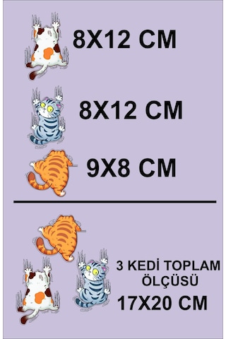 3d Sticker 3lü Çizen Kediler Oto Sticker, Motorsiklet, Kask, Laptop Sticker 17x20 Cm Oto Aksesuar