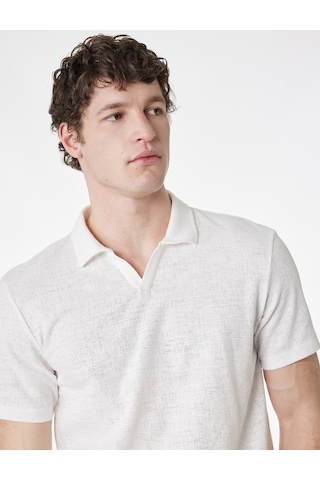 Koton Regular Fit Kısa Kollu Dokulu Polo Yaka Tişört Ekru 6sam10007mk Ekru