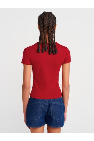 Dilvin 31673 V Yaka T-shirt-k.kırmızı K.kırmızı Kırmızı