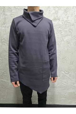 Şal Yaka Cep Detaylı Erkek Sweatshirt Antrasit