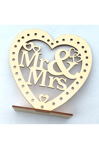 Suofeng Ahşap Ev Dekorasyonu Aşk Formu Mr & Mrs Işıklı Led Mumlu Nikah Özel Heykeli Çok Renkli