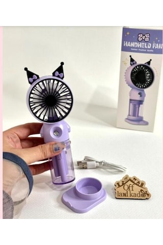 Fan Sulu El Fanı Kuromi Telefon Tutucu Şarjlı Vantilatör Usb Şarj Taşınabilir Masa Üstü