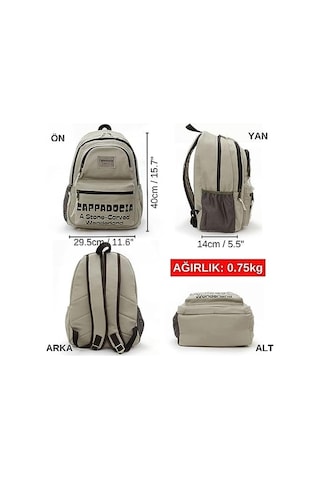 15mins Cappadocia Vintage 4007 Olympos Sırt Okul Seyahat Günlük Spor 15.6 İnç Laptop Notebook Laptop Çantası 12 Gri