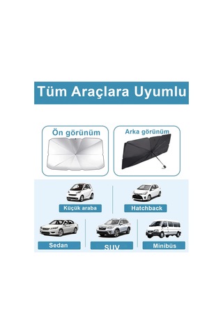 Bay Katlanabilir Şemsiyeli Araç Ön Cam Güneşliği Uv Korumalı Isı Yansıtıcı Tüm Araçlara Uygun Najmaddin