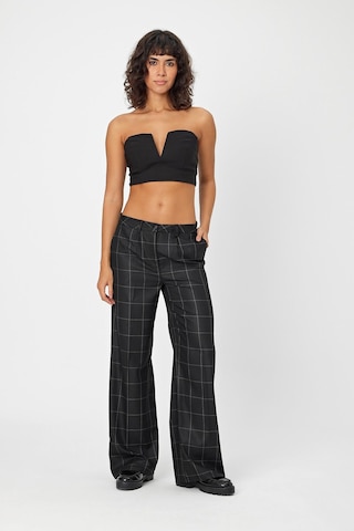 Alexander Gardi Alexandergardi Wide Leg Bol Paça Kareli Çift Cepli Klasik Kadın Pantolon B24-0001 001