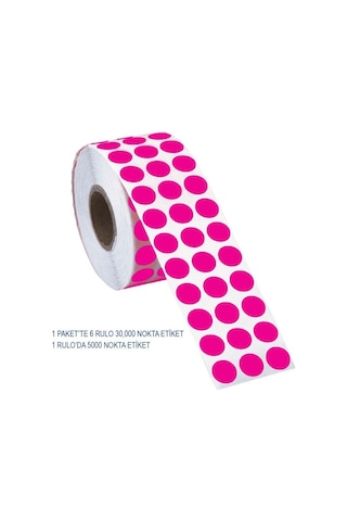 Tanex Işaretleme Nokta Etiketi 10Mm 5000Adet Pembe Nokta Etiket