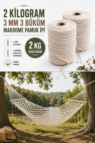 2 Kg 5 Mm 3 Büküm Makrome İpi 300 Metre