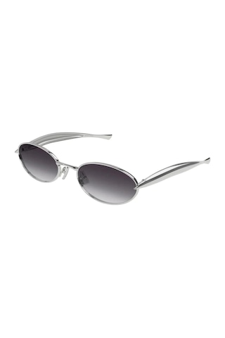 Bottega Veneta Bv 1386s 003 57 Kadın Oval Gri Metal Güneş Gözlüğü Gri