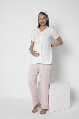 Lohusa Hamile Dantel Detaylı Kısa Kol Pijama Takımı Emzirme Hastane Çıkışı Flz 24-72