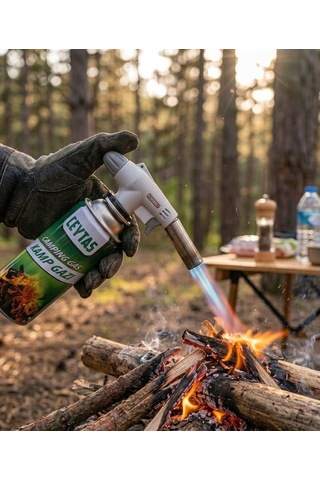Ceytaş Otomatik Ateşlemeli Pürmüz Seti + 227 Gr Kamp Gazi Kartuşu 400 Ml - Mangal Tutuşturucu, Mutfak & Karavan Gazlı Torç Seti Şeffaf