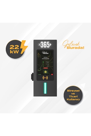 E 365 Ac Duvar Tip 10 İnç Ekranlı Mıd Sayaçlı Tek Soketli Rfıd 22 Kw Sarj İstasyonu