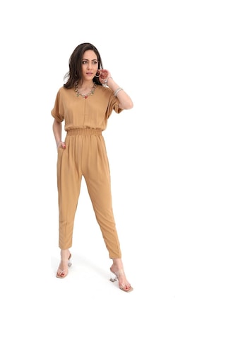 Tulum Beli Lastikli Arkası Dekolteli V Yaka - Vizon-vizon Vizon