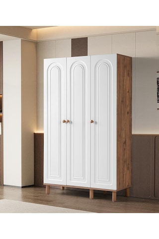 Bohem Zambak 3 Kapaklı Çekmeceli Elbise Dolabı Gardrop 120cm