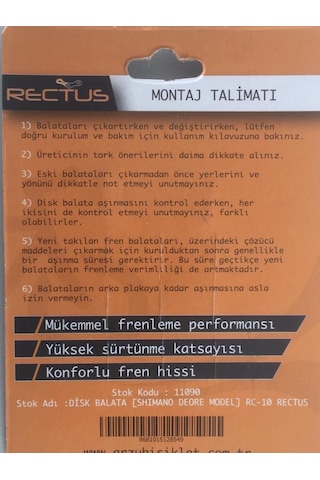 Bisiklet Disk Fren Balatası Shimano Deore Model Rectus