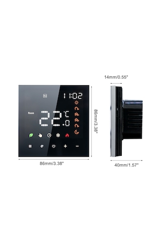 Suofeng Tuya Akıllı Termostat - Wifi Kontrollü, 3a Su Isıtma Ve 16a Elektrikli Isıtma İçin Programlanabilir Dokunmatik Panel Siyah