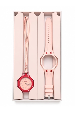 Duostyle 2'si 1 Arada Analog Kol Saati Ve Çanta Saati Silikon Kordonlu Unisex Kırmızı