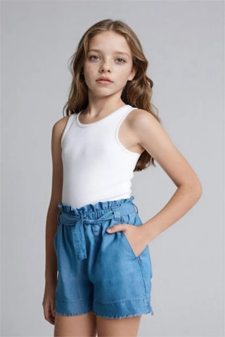 Defacto Beli Bağcıklı Mavi Denim Şort Kız Çocuk G6380a826smnm28 Mavi-nm28
