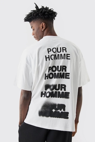 T-shirt - Pour Homme Baskılı Oversize Bisiklet Yaka Kısa Kol Beyaz Tişört Beyaz