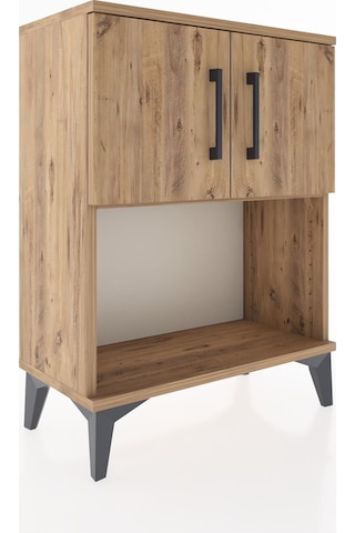 Arges Komodin 2 Raflı 2 Çekmeceli 2 Kapaklı 60x30x80 Çam-çam Çam