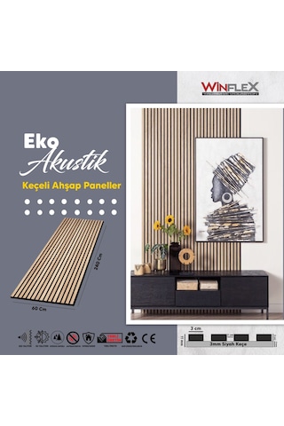 Winflex Eko Keçeli Akustik Ahşap Paneli-safir Meşe 60x240cm .