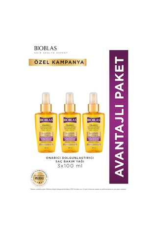 Keratin & Kolajen Onarıcı Dolgunlaştırıcı Saç Bakım Yağı 3 X 100 Ml İnce Yıpranmış Saçlar