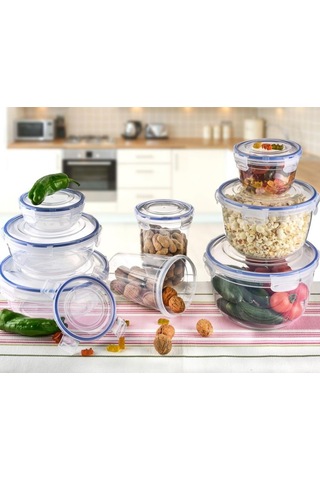 Flosoft Contalı Sızdırmaz Hava Almaz Yuvarlak Saklama Kabı 3’Lü Set 400 Ml800 Ml1350 Ml Şeffaf