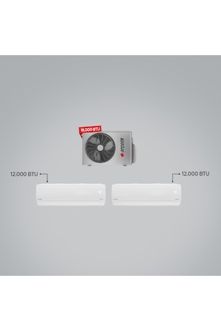 Arçelik ZM18103 MD 1+2 Multi Klima / 1 Adet 12 BTU Beyaz+1 Adet 12 BTU Beyaz İç Ünite / 1 Adet 18 BTU Dış Ünite