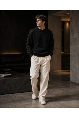 Km Collections Erkek Kışlık Sweatshirt 3 İplik Siyah
