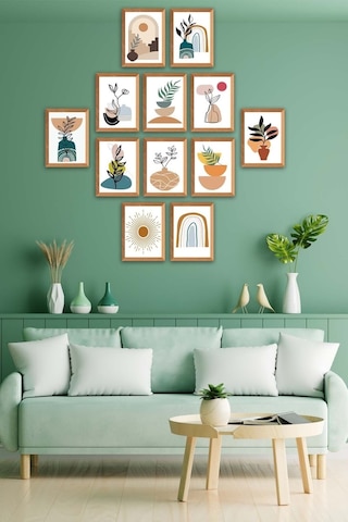 No77decor Ahşap Çerçeve Görünümlü Sanatsal Tablo Seti 12 Parça