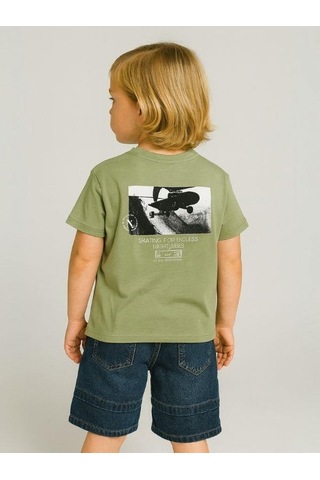 Jack Lions Erkek Bebek Pamuklu Sırtı Baskılı Skate T-shirt-15702 Yeşil